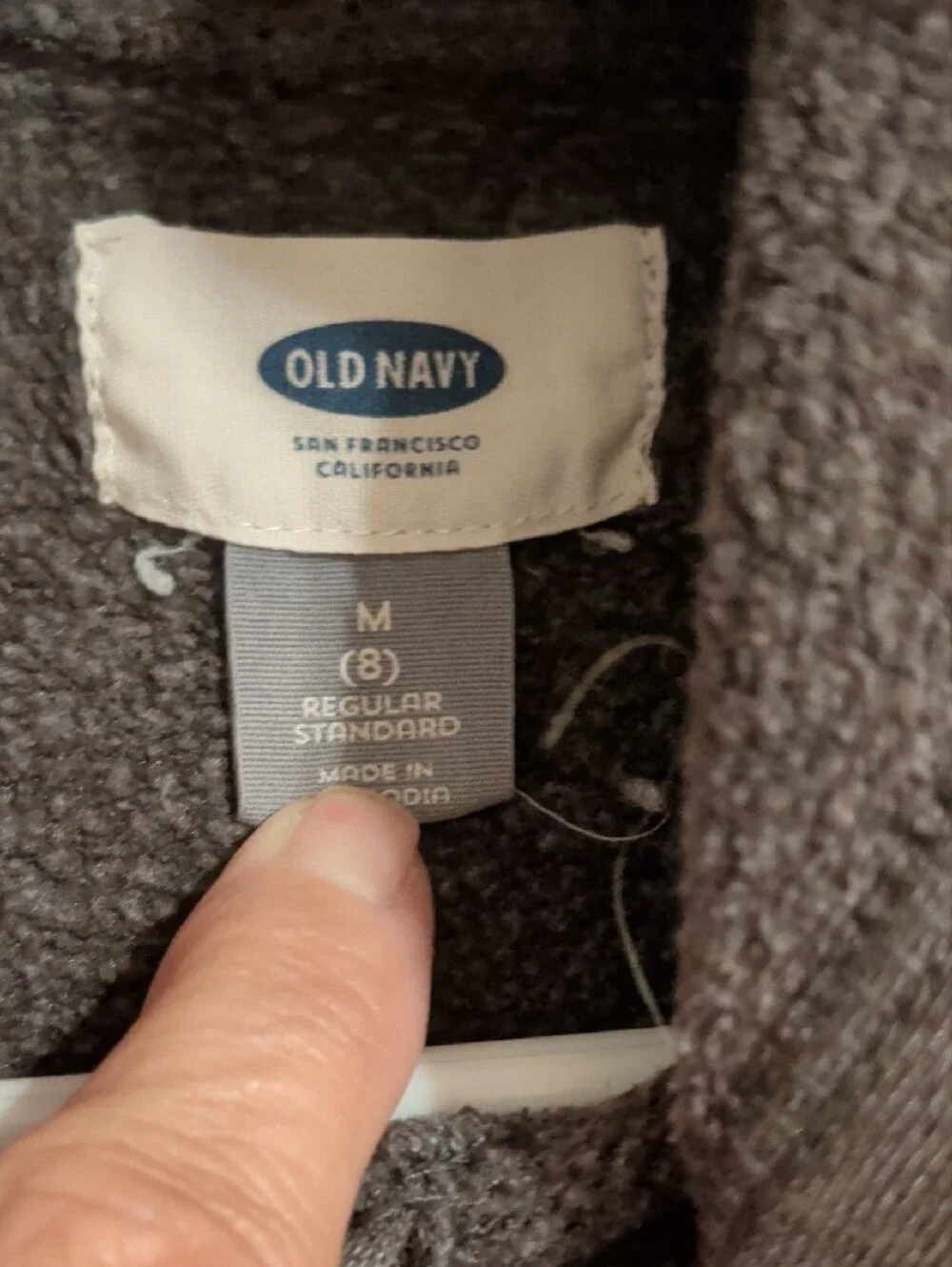 Old Navy Men's Charcoal Crewneck Hoodie with Gold 'California' Script